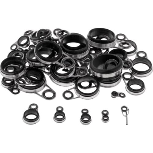 49Pcs Telescopic Fishing Rod Guide Tip Repair Kit Rod Eye Rings Guide Tackle