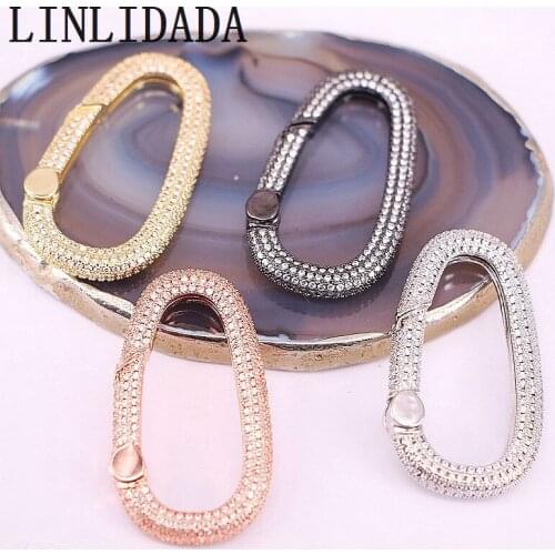 5Pcs, Silver/Gold/Rose Gold/Black Color CZ Micro Pave Carabiner Spring Belt Clip Key Chain Zircon Belt Strap for Jewelry Making