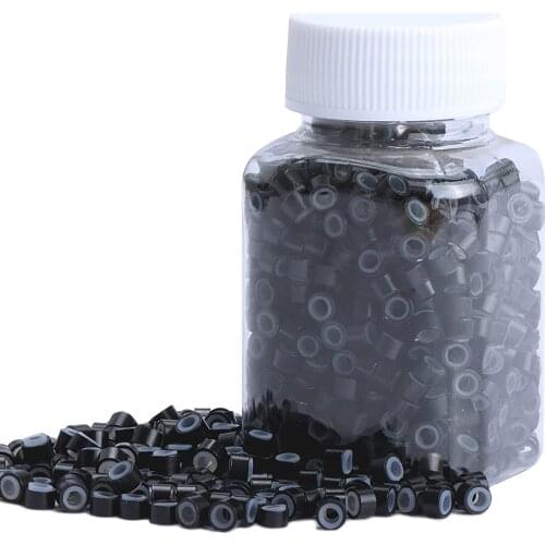 500 Pcs 5.0mm*3.0mm Microring Con Vite Silicone Micro Rings/beads for Hair Extensions 5 Colors Optional Hair Extensions Tools