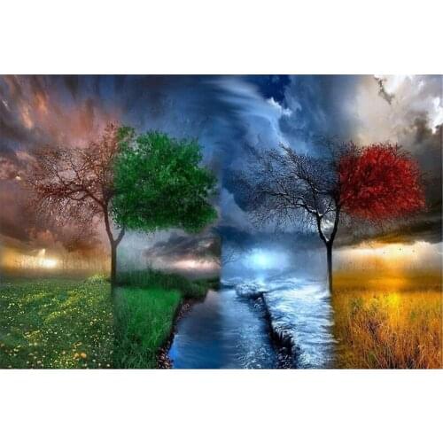 5D DIY Diamond Painting Landscape Four seasons tree Cross Stitch Craft Kit Wall Stickers Decor Diamond Embroidery mosaic