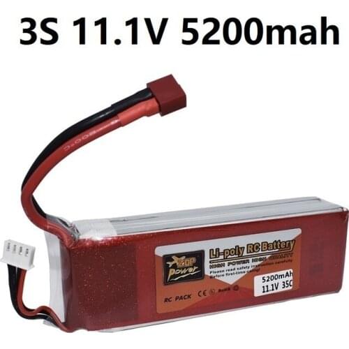 ZOP 11.1V 5200mAh 45C Rechargeable Battery 3S LiPo Battery 11.1V Li-Polymer Battery For RC Helicopters Car Boat RC Drone Battery