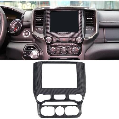 Car Styling ABS Carbon Fiber Interior Console Navigation Cover Trim for Dodge Ram 1500 2019 2020 Accessories