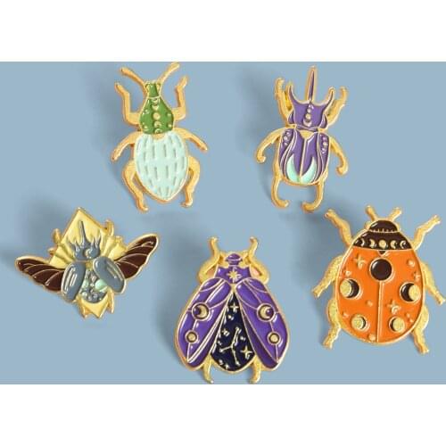 New cartoon animal cute Beetle Insect badge enamel brooches pin for friend
