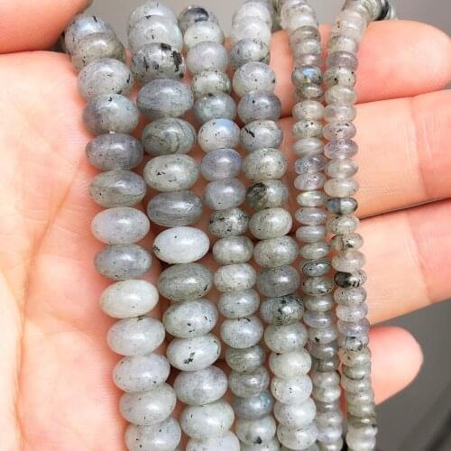 4 6 8mm Grey Labradorite Rondelle Stone Beads Natural Round Loose Spacer Beads For Jewelry DIY Making Bracelet Accessories 15