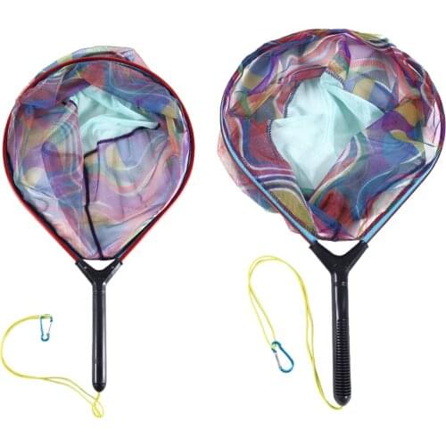Colorful Landing Dip Net with Elastic Lanyard, Nonslip Plastic Handle