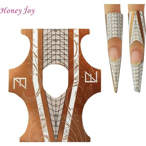 100pcs Professional Dual Use Nail Forms for Rhombus & Stiletto Tips UV Gel Acrylic Nails Extension Nail Art Tool Self-Adhesive