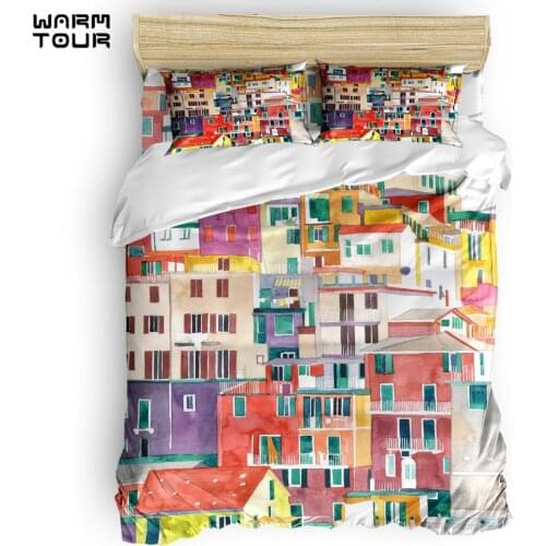 WARMTOUR Duvet Cover Cinque Terre Duvet Cover Set 4 Piece Bedding Set For Beds DHL Shipping Method
