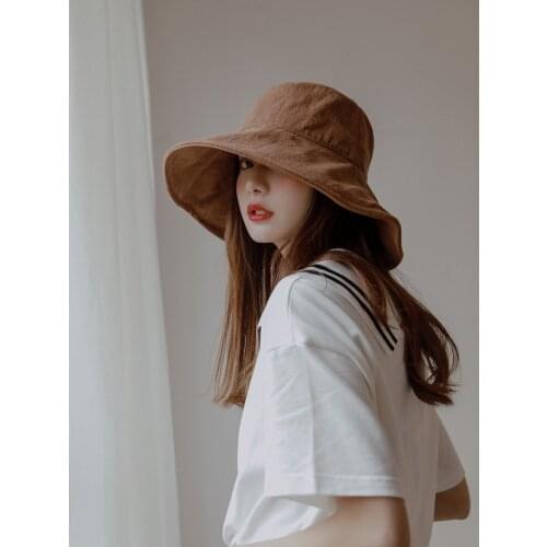 2021 High Quality Summer Fisherman Hat Female Face Sunscreen UV Sunshade Hat All-match Japanese Fashion Bucket Hat Beach Hat