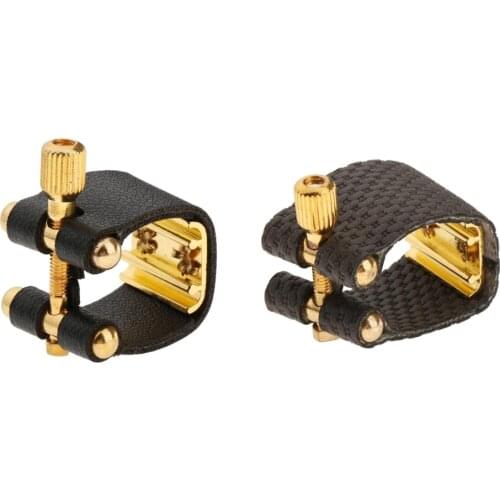 Ligature Fastener Clip PU Leather Compact Durable for Alto Tenor Soprano Sax Saxophone Clarinet Metal Bakelite Mouthpiece
