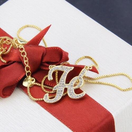 SUNSLL Fashion New Design Gold Copper Necklace White Cubic Zirconia Necklace Fe Letter Necklace women Necklace Jewelry Pendant