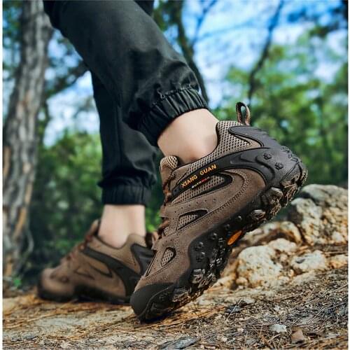 XIANG GUAN Men Hiking Shoes Tactical boots Mountain Climbing Anti-skid Wear resistant breathable fishing outdoor Sneakers