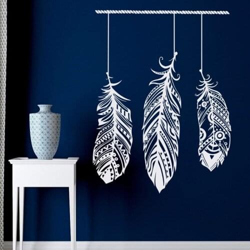 Feather wall decal sticker tribal wall art bohemian decorative living room bedroom dormitory feather chaser wall art mural ZM04