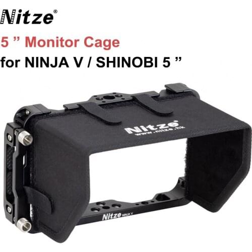 Nitze Monitor Cage Aluminum Alloy with HDMI cable clamp for ATOMOS Ninja V Shinobi 5 inch Camera Field Monitor
