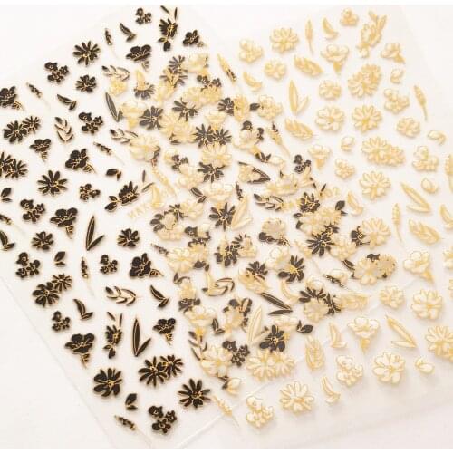 Newest Haxx 001 002 golden flower design nail sticker decal stamping back gule DIY nail decoration tools