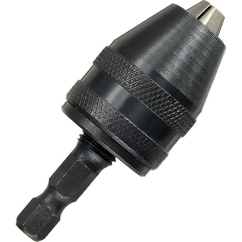 New 0.3-3.6mm Keyless Drill Chuck Screwdriver Impact Driver Adaptor 1/4" Shank Drill Black