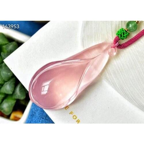 Newly Natural Pink Rose Quartz Star Light Flower Carved Pendant 46.2*27.6*21.2mm Necklace Women Men Heart Love Jewelry AAAAA