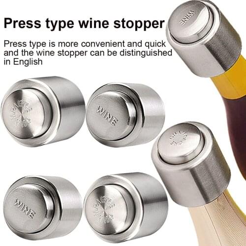 Wine Bottle Stopper Stainless Steel Fresh Keeping Champagne Sealer Resealable Leak-Proof Cap