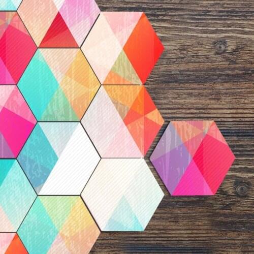 Rainbow Wall Sticker PVC Waterproof Hexagon Anti Slip Floor Tiles Sticker Bathroom Kitchen DIY Room Decoration Home Decor