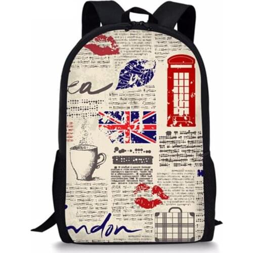 Customize Image British Flag Daily Backpacks UK Print Backpack for Laptop Ladies Daypack Student Computer Primary Mochila