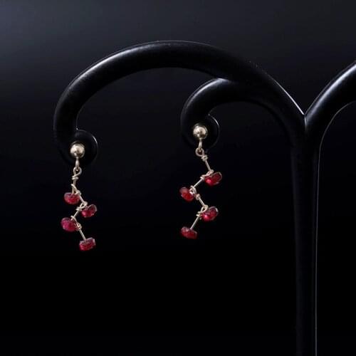 DAIMI 14k gold faceted Injection Genuine Gemstones ruby earrings authentic fashion earrings for girlfriend as a gift