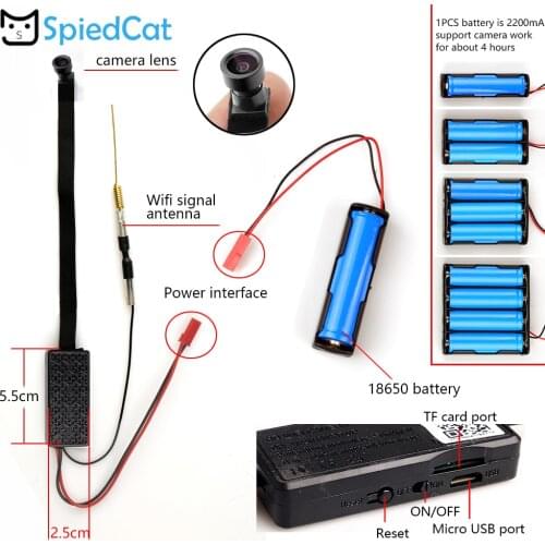 HD 1080P Wide Angle Mini Lens WIFI Network Webcam IP P2P DIY Wireless Cam Module Motion Activated DV Camera Support TF Card