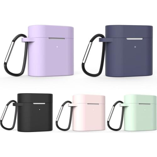 Silicone Case for Xiaomi AirDots Pro 2 TWS Bluetooth Earphone Shockproof Bags Protective Cover for Xiaomi Air 2S with Carabiner