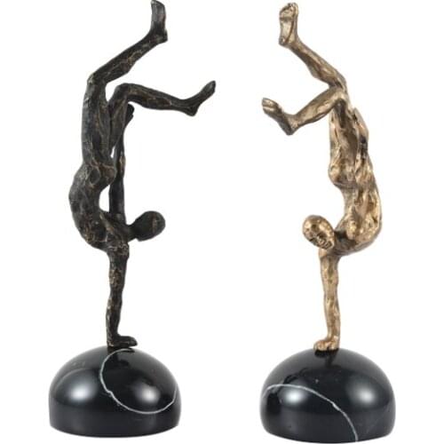 38CM MODERN SIMPLE FASHION GYMNASTICS FIGURE STATUE SPORTS FIGURE ART FIGURINES METAL CRAFT HOME DECORATION ACCESSORIES R2583