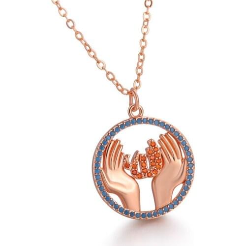 JUWANG Special Charm Design For Women Mothers Day Gift For MOM Cubic Zirconia Copper Pendant Necklace 2 Colors Fashion Jewelry