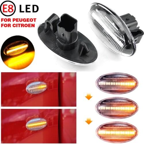 LED Dynamic Side Marker Turn Signal Light Flashing Indicator For Peugeot 307 206 407 107 108 607 1007 Citroen C1 C2 C3 C4 C5 C6