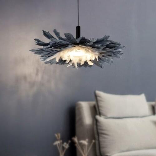 Goose Feather LED Pendant light Bedroom Nordic Dining room Hanging light Bar Coffee Shop Pendant lamps Romantic Home Decoration