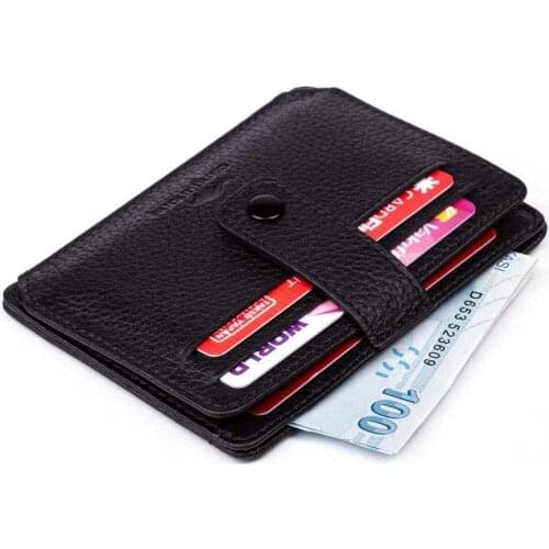 Cangurione Genuine Leather Unisex Thin Card Holder Black