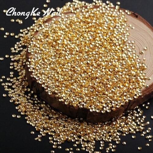 Hisenlee Nail Art Rhinestones Decorations 3D Round Dots Design Gold Metal Slice Rivet Nail Art Tips Sticker Decals N10059-009