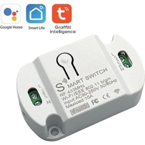 Tuya New Version Smart Controller WIFI+433 On-off Switch 10A Mobile Phone Wireless Remote Control Work With Alexa Google Home