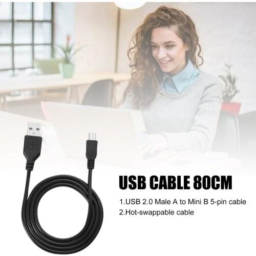 High-Speed 80cm USB 2.0 Male A To Mini B 5-pin Charging Cable For Digital Cameras Hot-swappable USB Data Charger Cable Black