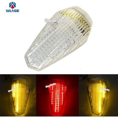 Waase E-Marked Rear Taillight Tail Brake Turn Signals Integrated Light Clear For 2004-2006 2007 2008 HONDA Shadow Aero 750 VT750