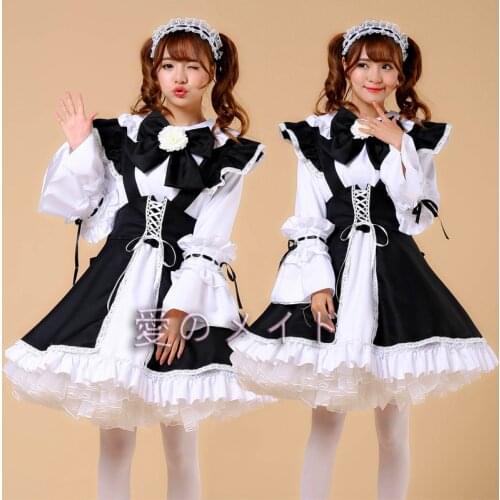 Women Maid Outfit Lolita Dresses Unisex Gothic Maid Dress Party Costume Горничная Men Uniform Cafe Costume Mucama