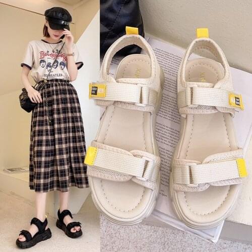 2021 New Womens Hollow Shoes Fashion Summer Sandals Flat Bottom Rome Sandals College Wind White Blue Pink Size 35-40