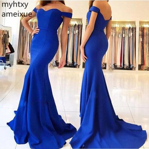 Red Mermaid Long Evening Dress Cheap Side Split Off The Shoulder Floor Length Sexy Prom Gown 2020 New Wedding Robe De Soiree