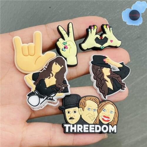 Good Quality 1pcs Heart Gesture PVC Shoes Accessories Garden Shoe Decorations For Backpack Croc Jibz Charm Party Presents