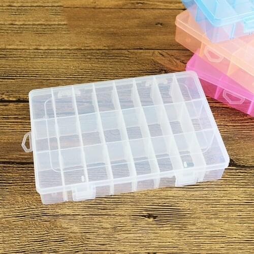 1Pcs 24 Grids Plastic Nail Storage Box Colorful Nail Art Container Organizer Desk Holder Nail Rhinestone Tools For Home Use
