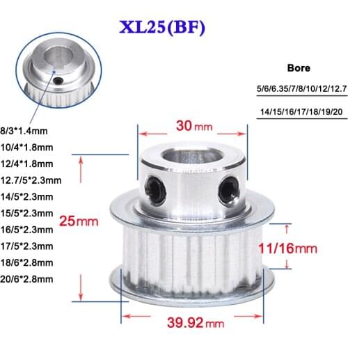 1Pcs XL25 Timing Belt Pulley Keyway Synchronous Wheel Width 11mm 16mm Bore 5-16mm