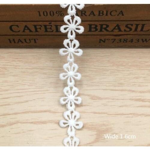 1Yards Embroidery Flower Lace Trim Collar Lace Material Ribbon White Lace Fabric 1.6CM Clothing Applique Sewing Accessories K50