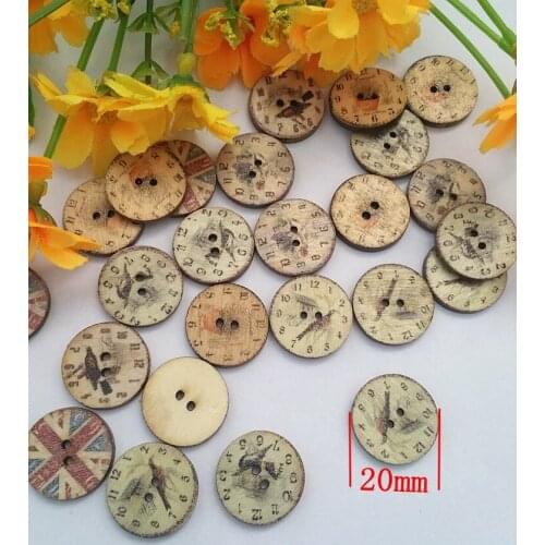 120pcs 20mm sewing wooden buttons DIY sewing clothes button for craft scrapbooking accessories botao para artesanato