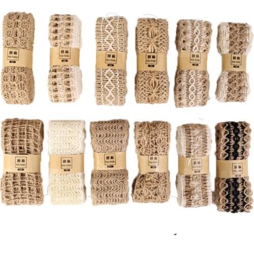2M/Lot Natural Jute Burlap Ribbon DIY Gift Warrping Hemp Vintage Ribbon Festival Festival Christmas Decoration Party Crafts