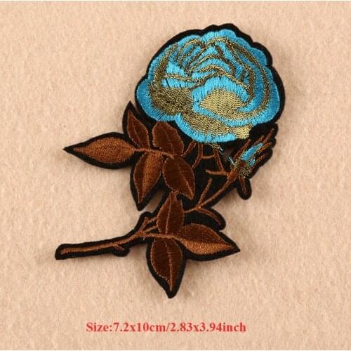 20pcs Blue Flower Patch For Clothing Jacket Jeans Iron On Patches Appliques Embroidered Patchwork Blouse Dress Cheongsam Decor