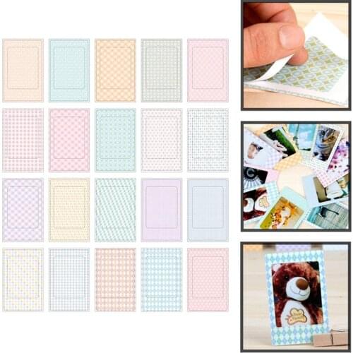 20pcs/pack Polaroid Films Photo Sticker For FujiFilm Instax Mini Decor DIY Pastel Color Photo Frame Sticker Tape Paper