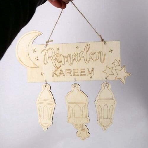 2021 NEW 1/3PCS Wooden Moon Stars Ramadan Decorations For Home Kareem Decoration Hanging Pendant Islamic Muslim Party Supplie