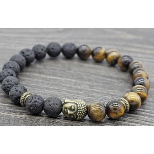 8mm xy44 Reiki Chakra black volcanic lava Bracelet white Howlite Buddha Yoga stone bead essential oils diffuser Bangles
