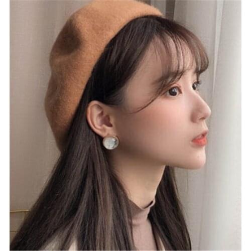 Women Girl Beret Warm Wool Winter Beanie Hat Cap Vintage Plain Beret Hats Warm Elasticity Solid Color Lady Winter Caps cos Gift