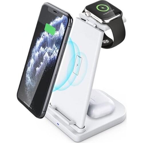 Wireless Charger 3 in1 Type-C For iPhone Xiaomi Samsung iWatch AirPods Dock Station Stand Auto Fast Charger Induction Charging